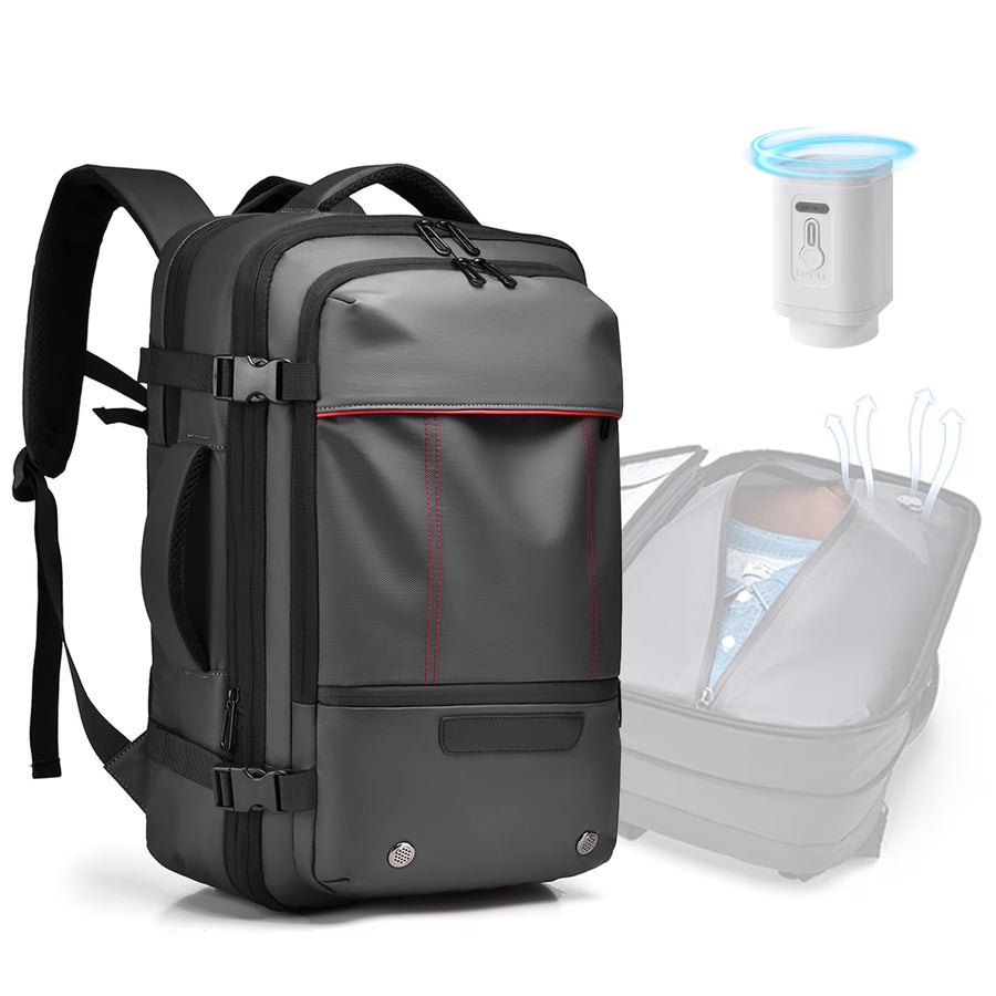 Vacuum Backpack for Travel, 60L Expandable Compression Bag with Electric Vacuum Pump, Water Resistant and anti Theft(Black)
